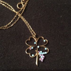 14k solid gold Shamrock Pendant with Gold necklace